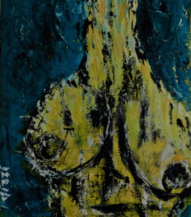 Картина под названием "Buste jaune" - Mizzi, Подлинное произведение искусства, Акрил Установлен на Деревянная рама для носил…