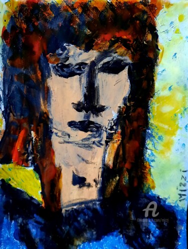Painting titled "Mélancolie V" by Mizzi, Original Artwork, Acrylic Mounted on Wood Stretcher frame