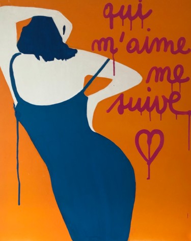 Peinture intitulée "QUI M'AIME" par Jo Y Posso, Œuvre d'art originale, Acrylique
