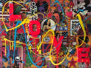 Collagen mit dem Titel "LOVE 4" von Jo Y Posso, Original-Kunstwerk, Collagen