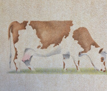 Malerei mit dem Titel "Vache" von Marie José Malargé, Original-Kunstwerk, Gouache