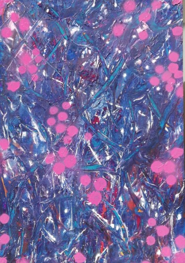 Painting titled "Pink garden" by Maria Ro Art, Original Artwork, Acrylic Mounted on Cardboard