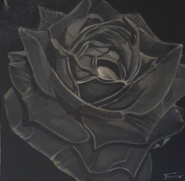 Schilderij getiteld "Rosa negra" door Tovar, Origineel Kunstwerk, Olie
