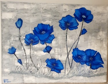 Картина под названием "Flores azules" - Tovar, Подлинное произведение искусства, Масло