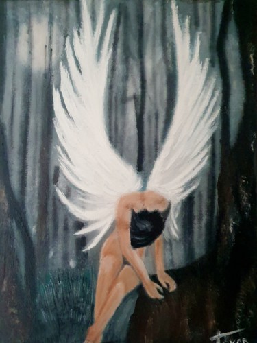 Pittura intitolato "ANGEL" da Tovar, Opera d'arte originale, Olio Montato su Pannello di legno