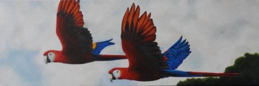 Painting titled "Scarlet Macaw Pair" by Marika Jaeger, Original Artwork, Acrylic