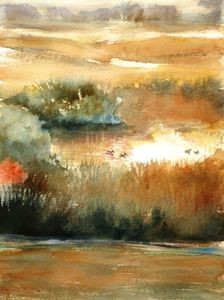 Painting titled "Campagna" by Marie-Jeanne Bronzini, Original Artwork, Watercolor