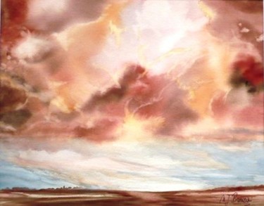 Peinture intitulée "CIEL D'AUTOMNE" par Marie-Jeanne Bronzini, Œuvre d'art originale, Aquarelle