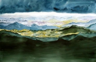 Painting titled "Orage sur le Rift" by Marie-Jeanne Bronzini, Original Artwork, Watercolor