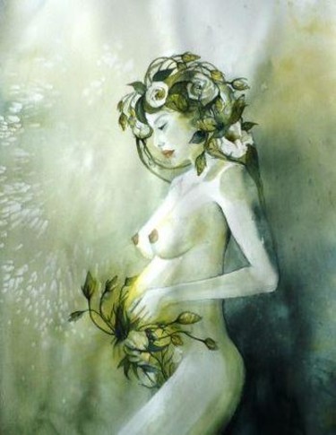 Peinture intitulée "maternite.jpg" par Marie-Jeanne Bronzini, Œuvre d'art originale, Aquarelle