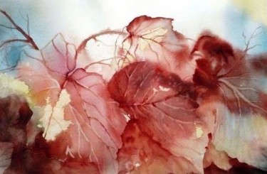 Peinture intitulée "les vignes rousses.…" par Marie-Jeanne Bronzini, Œuvre d'art originale, Aquarelle