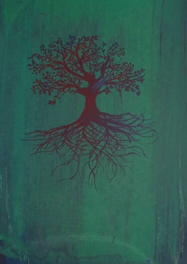 Printmaking titled "Levensboom groen/ro…" by Mi-Jeanne Blansjaar, Original Artwork, Screenprinting