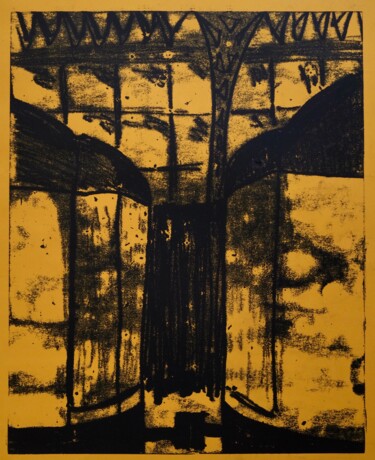 Printmaking titled "Kussende treinstell…" by Mi-Jeanne Blansjaar, Original Artwork, Lithography