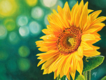 Painting titled "Tournesol" by Marie-Jeanne Fawer, Original Artwork, Pastel