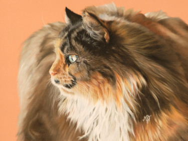 Pompon Peinture intitulée "Pompon" par Marie-Jeanne Fawer, Œuvre d'art originale, Pastel