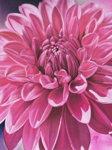 Peinture intitulée "Dahlia mauve" par Marie-Jeanne Fawer, Œuvre d'art originale, Pastel