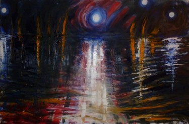 Peinture intitulée "Halos dans la pluie" par Mjg Artiste Peintre, Œuvre d'art originale