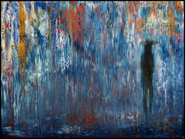 Peinture intitulée "Attente dans la plu…" par Mjg Artiste Peintre, Œuvre d'art originale, Huile