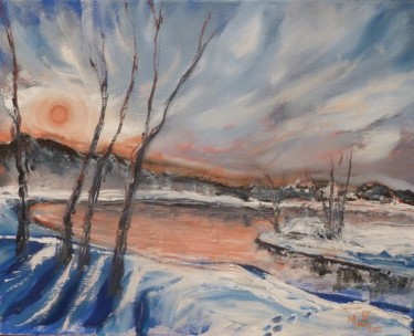Painting titled "Reflets d'hiver" by Mjg Artiste Peintre, Original Artwork, Oil