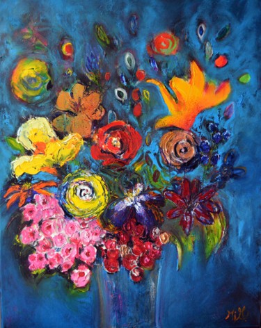 Peinture intitulée "Funky bouquet 2" par Mjg Artiste Peintre, Œuvre d'art originale, Acrylique