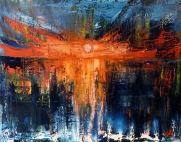 Peinture intitulée "Soleil sur la mer" par Mjg Artiste Peintre, Œuvre d'art originale, Huile