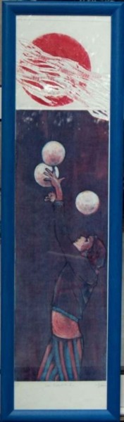 Gravures & estampes intitulée "Le jongleur" par Marie Josèphe James, Œuvre d'art originale, Gravure