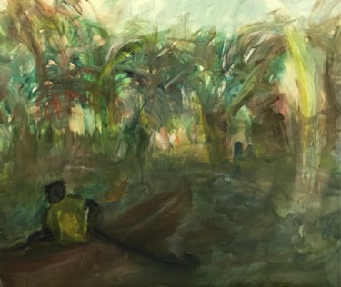 Peinture intitulée "Au fil de l’Ogooué…" par Tajel, Œuvre d'art originale, Acrylique