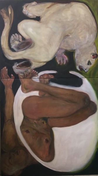 Painting titled "Force et faiblesse…" by Tajel, Original Artwork, Oil