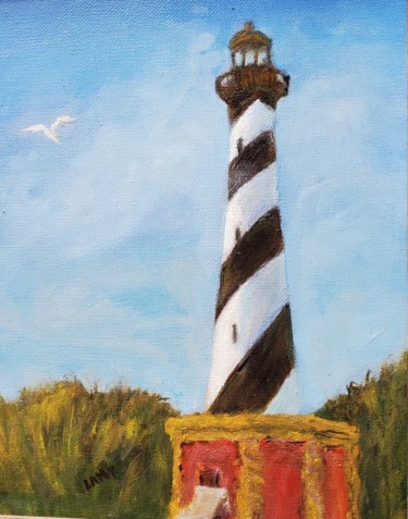 Painting titled "Cape Hatteras Light…" by Marilyn Lamy, Original Artwork, Oil