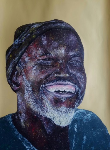 Peinture intitulée ""Les traits du vécu"" par Paul Onobiono, Œuvre d'art originale, Acrylique