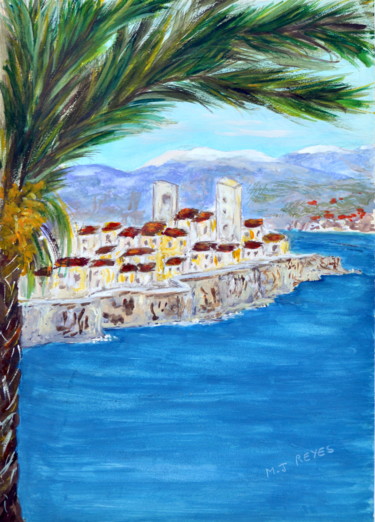 Painting titled "Antibes" by Marie-Josée Reyes, Original Artwork, Gouache