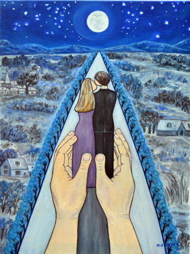 Pintura intitulada "Ainsi soit-il" por Marie-Josée Reyes, Obras de arte originais, Óleo Montado em Armação em madeira