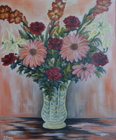 Peinture intitulée "Bouquet de glaïeuls…" par Marie-Josée Reyes, Œuvre d'art originale, Huile