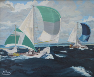 Peinture intitulée "Marine" par Marie-Josée Reyes, Œuvre d'art originale, Huile