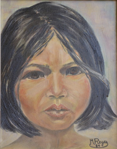 Painting titled "Le petit cambodgien" by Marie-Josée Reyes, Original Artwork, Oil
