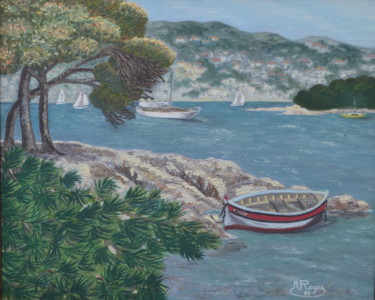 Painting titled "Les îles de Lerins" by Marie-Josée Reyes, Original Artwork, Oil