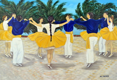 Malerei mit dem Titel "La Sardane" von Marie-Josée Reyes, Original-Kunstwerk, Öl
