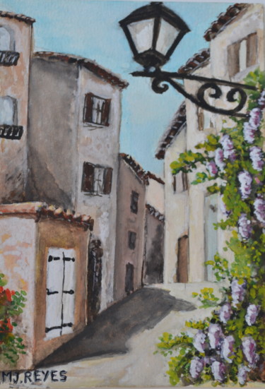 Pittura intitolato "Rue Provençale" da Marie-Josée Reyes, Opera d'arte originale, Acquarello