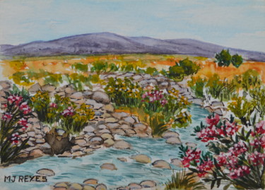 Pintura titulada "La rivière" por Marie-Josée Reyes, Obra de arte original, Acuarela