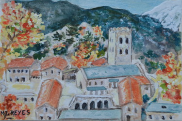 Painting titled "Abbaye de Saint-Mar…" by Marie-Josée Reyes, Original Artwork, Watercolor