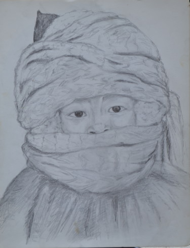 Dessin intitulée "Le petit lapon (2)" par Marie-Josée Reyes, Œuvre d'art originale, Crayon