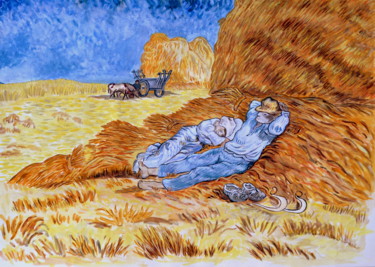 Pintura intitulada ""La sieste" copie d…" por Marie-Josée Reyes, Obras de arte originais, Aquarela