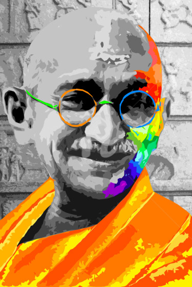 Grafika cyfrowa / sztuka generowana cyfrowo zatytułowany „Gandhi Pop” autorstwa Grafickoncept, Oryginalna praca, 2D praca cy…