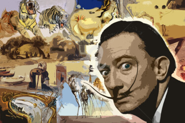 Digitale Kunst mit dem Titel "Salvador Dali Pop A…" von Grafickoncept, Original-Kunstwerk, 2D digitale Arbeit