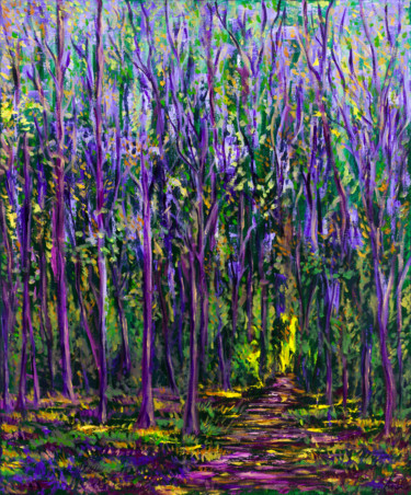 Ζωγραφική με τίτλο "Purple Forest" από Mk Anisko, Αυθεντικά έργα τέχνης, Λάδι