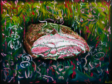 Картина под названием "Meat" - Mk Anisko, Подлинное произведение искусства, Масло