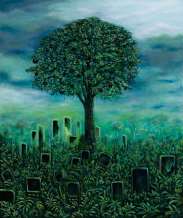 Pintura intitulada "Digital Tree" por Mk Anisko, Obras de arte originais, Óleo