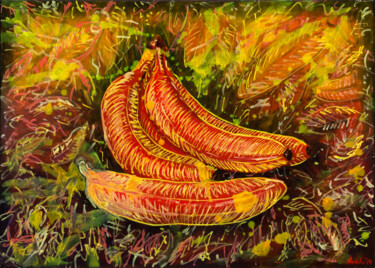 Painting titled "Bananas" by Mk Anisko, Original Artwork, Oil