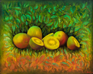 Pittura intitolato "Kiwis" da Mk Anisko, Opera d'arte originale, Olio