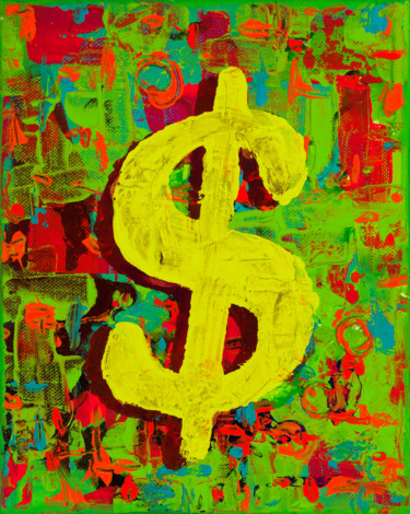 Peinture intitulée "Green Dollar" par Mk Anisko, Œuvre d'art originale, Acrylique